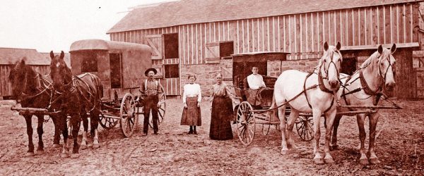 Ancestor agricultural life backroad memories at the end of a dusty dirt road. Location for ad hoc ice cream socials on a hot summer night 50s childhood backroad memories morphed memories of horseback rides for his great grand children