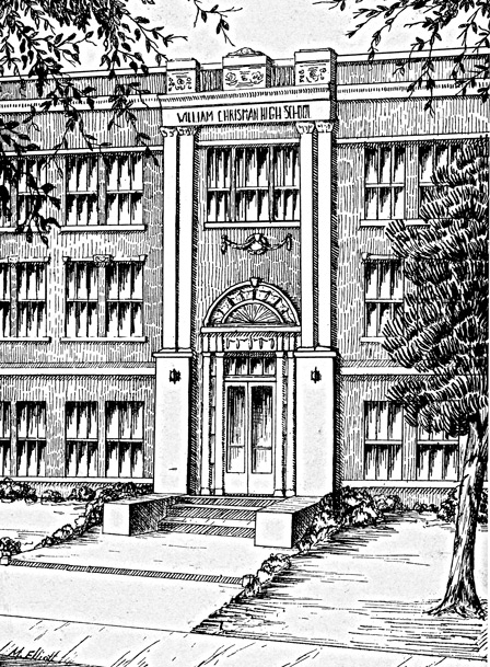 The North Door of William Chrisman High School opens to visions of the Gleam for 1935 graduates. The Greatest Generation prepares for the challenges of the depression and continues the tradition of service on the cusp of American History. Outside this door were the 1930s small town traditions of Independence Missouri. The students would become parents who would shape the 50s childhood memories of small town traditions of the next generation. The teachers and staff inside this door would transmit the 19th and early 20th century family customs of a nation that was changing from agriculture to industry in the midst of a depression and in the shadow of a developing world war. The character and strength of William Chrisman students would be felt in the 50s childhood small town memories of the next generation.        