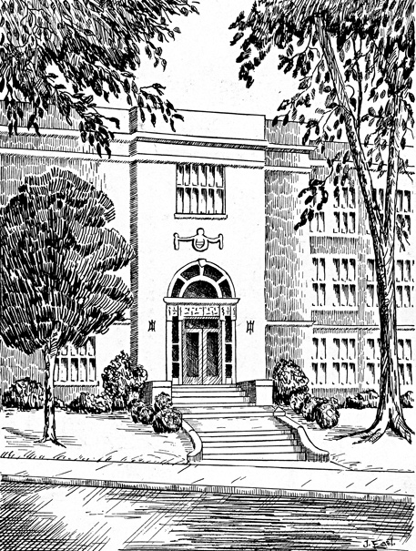 The West Door of William Chrisman High School opens to visions of the Gleam for 1935 graduates. The Greatest Generation prepares for the challenges of the depression and continues the tradition of service on the cusp of American History. The small town traditions communicated by the teachers inside this door had powered the alumni to make their impression as employees in Walt Disney Studios, teachers in many states and countries, a United States Senator, and the medical profession.  