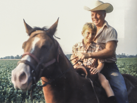 great grandfather's grandson and great grandson create 1980 backroad memories on a dusty dirt road at Deck's Prairie farm 50s childhood backroad memories strengthen extended family relationships in the 80s